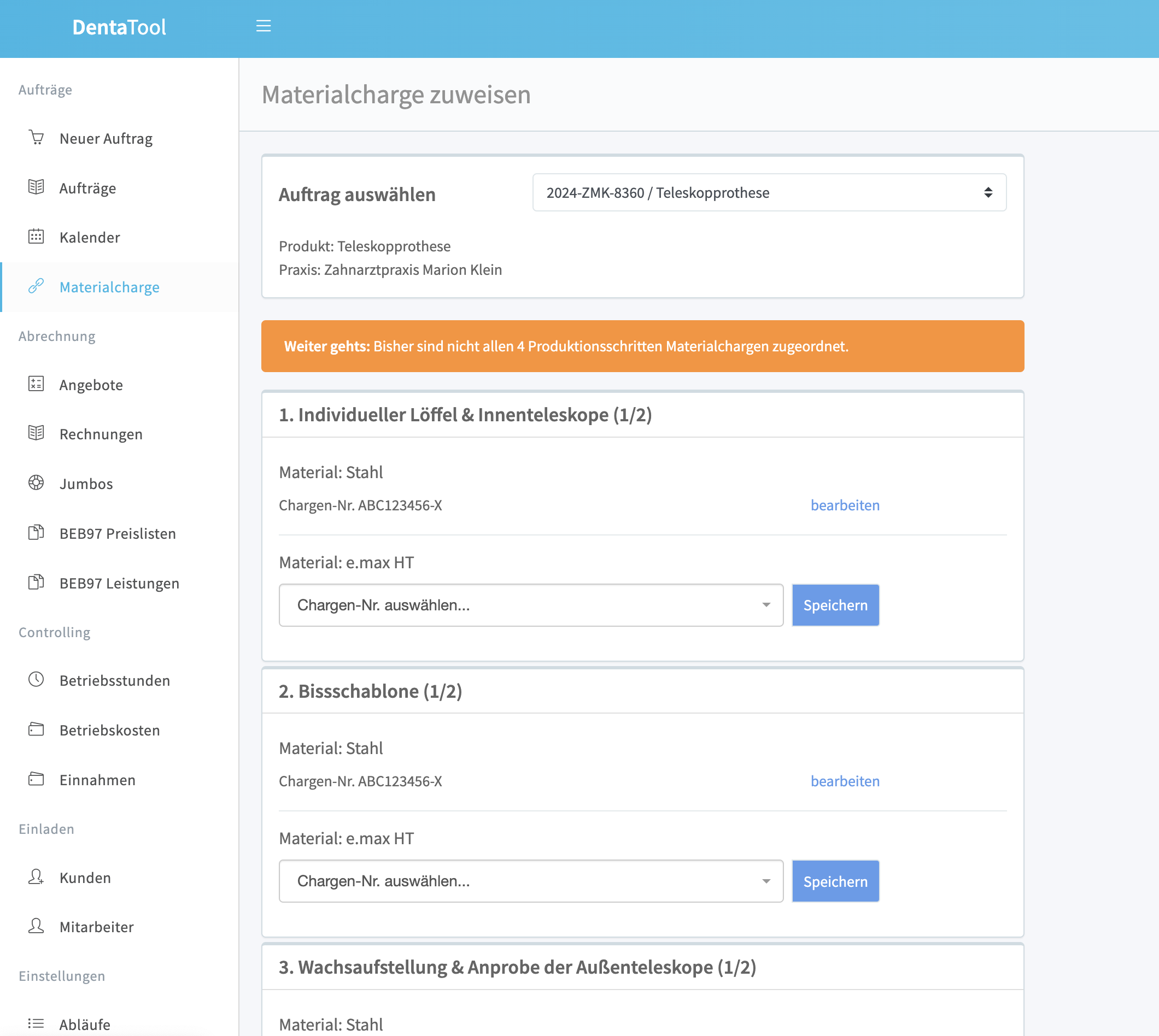 EU-MDR Materialchargenerfassung